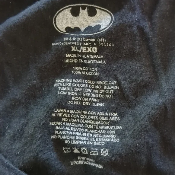 Batman T-Shirt with Blue Glitter Logo Jr XL - Picture 3 of 3